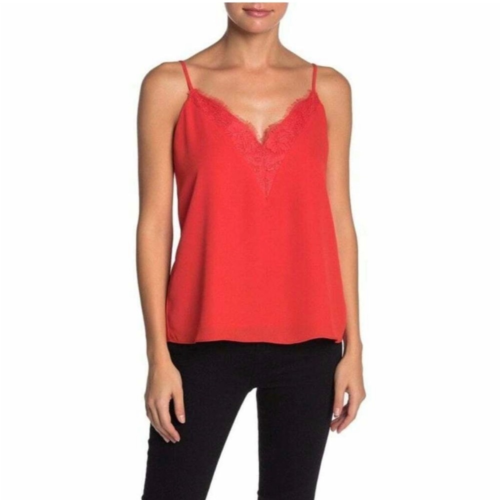 SOCIALITE Red Lace V-Neck Camisole Tank Top Blouse Women's Size M
